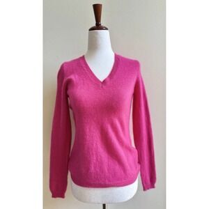 FORTE 100% Cashmere Sweater V- Neck Slim Fit Size S Rose Pink